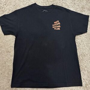 Anti Social Social Club Black Tee with Orange Logo A-100